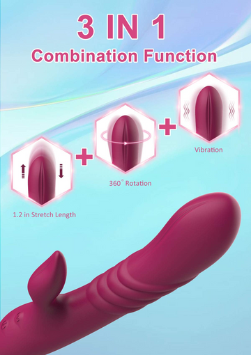 Thrusting Rabbit Vibrator with 7 Thrusting Rotating and 7 Vibration Modes